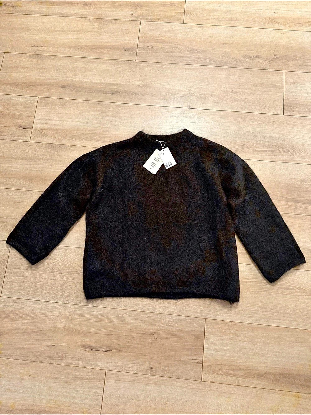 H&M Oversized Mohair-Blend Sweater Mohair Wool Blend Crewneck Black Size XS NWT